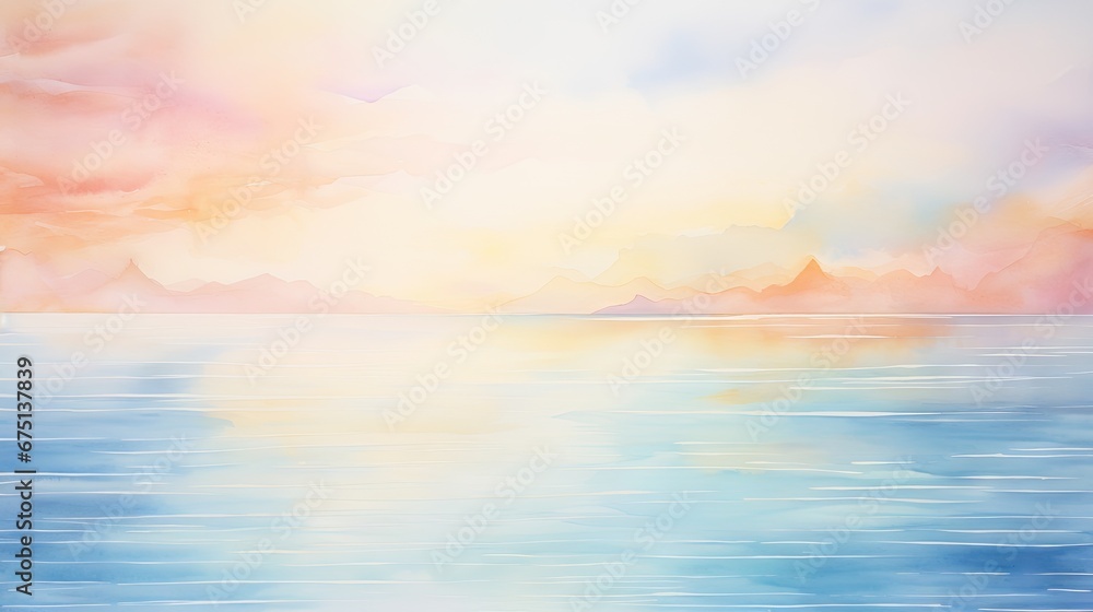  a painting of a sunset over a large body of water with a boat in the water and a bird flying in the sky.  generative ai