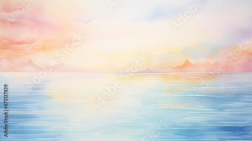  a painting of a sunset over a large body of water with a boat in the water and a bird flying in the sky.  generative ai