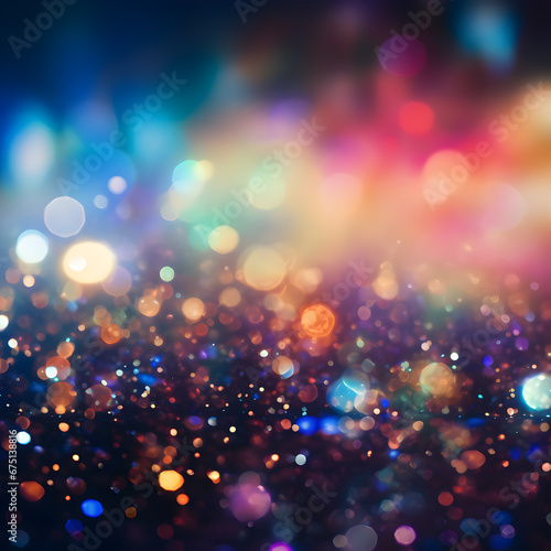 Colorful particle dust light. Bokeh light. lights effect background. Christmas glowing dust background Christmas glowing light bokeh confetti and sparkle overlay texture for your design.