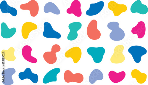 Organic abstract colorful shapes. Collection of random liquid irregular forms. Vector illustration 