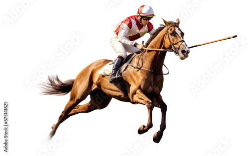 Racehorse Jockey in Vibrant Racing Silks on Isolated Background