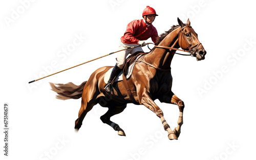 Jockey Ready for Horse Racing on Isolated Background