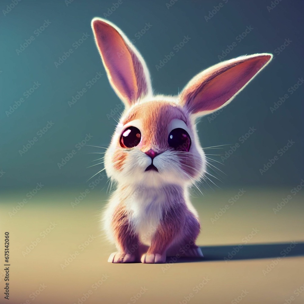 AI generated illustration of a cute pink bunny
