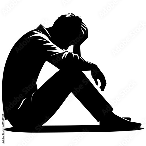 upset man vector silhouette illustration. sad man vector illustration