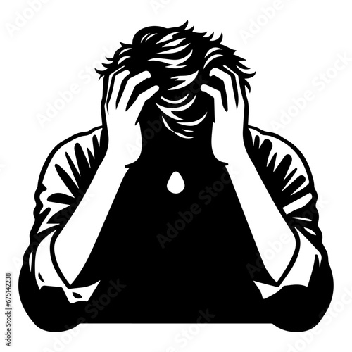 upset man vector silhouette illustration. sad man vector illustration