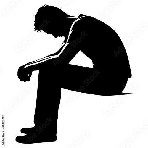 upset man vector silhouette illustration. sad man vector illustration