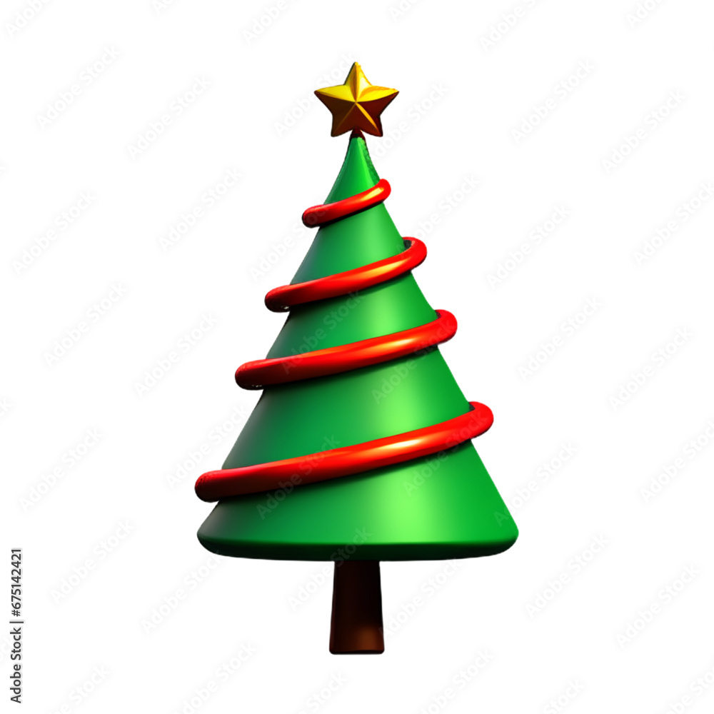 Christmas tree plastic cartoon low poly 3d icon on white background Christmas tree plastic cartoon low poly 3d icon on white background
