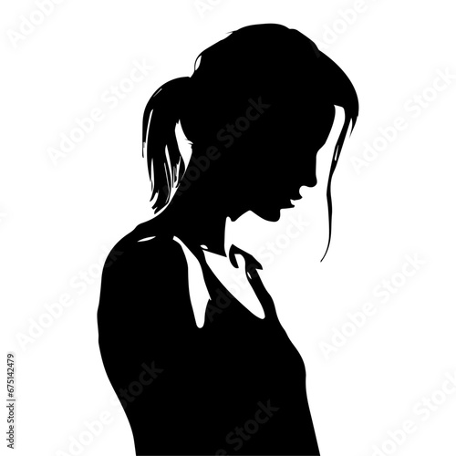 upset woman vector silhouette illustration