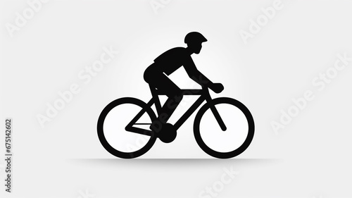 icon of a modern bicycle with human on white background