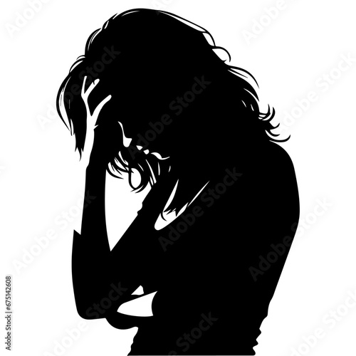 upset girl vector silhouette illustration black color