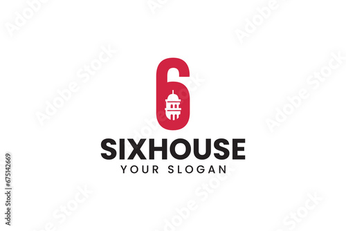 number 6 with United States Capitol building Washington DC logo design for professional business