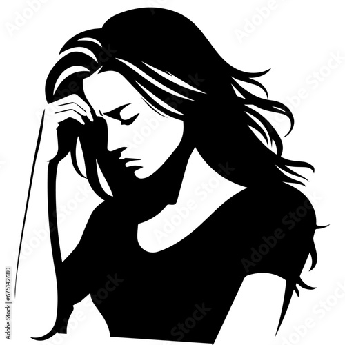 upset girl vector silhouette illustration black color