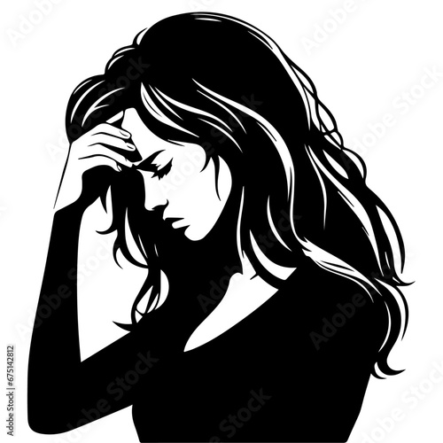 upset woman vector silhouette illustration