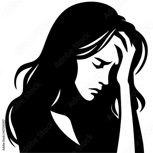 upset woman vector silhouette illustration