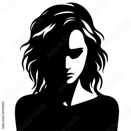 upset woman vector silhouette illustration