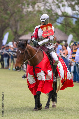 Knight jousting. Medieval knights during a jousting tournament