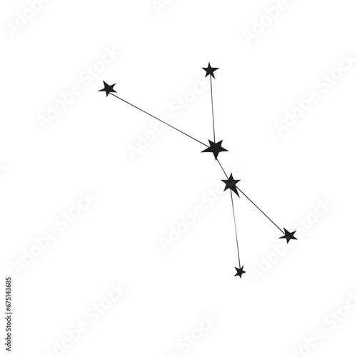 Vector the constellation of cancer in flat style. Abstract zodiac sign. Simple black design element, clip art on theme of cosmos, astronomy, kids design