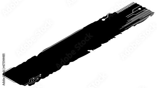 Isometric rectangular design element silhouette in tech style isolated on white. Long tech plate with copy space. Vector clipart.