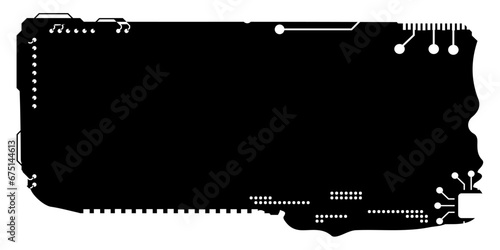 Rectangular design clipart in tech style isolated on white. Short tech plate with copy space. Clipart.