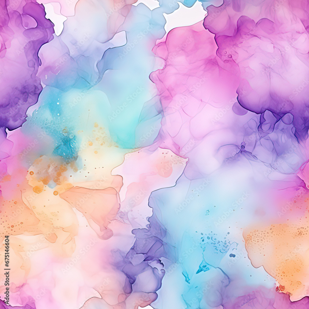 Seamless abstract watercolor splashes background, ai design
