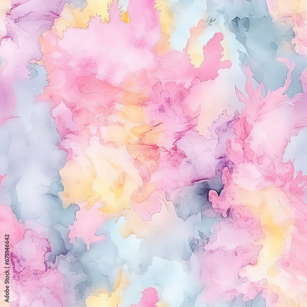 Seamless abstract watercolor splashes background, ai design