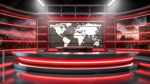 News Studio. Backdrop for TV shows.TV studio. News studio. The perfect backdrop for any green screen or chroma key video or photo production. 3d render