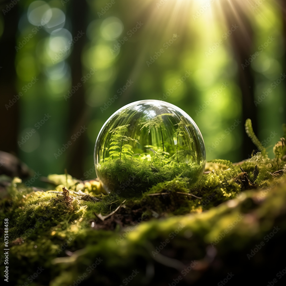 Earth Day - Environment - Green Globe In Forest With Moss And Defocused Abstract Sunlight
Earth Day - Environment - Green Globe In Forest With Moss And Defocused Abstract Sunlight