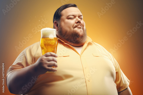 Fat guy with a beer, AI generated