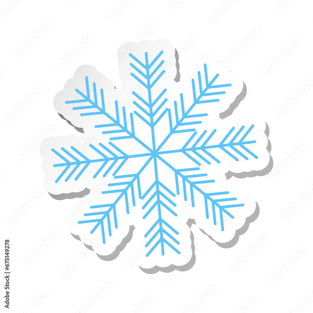 Snowflake sign blue, cute sticker on a white background. Vector illustration Snowflake sign blue, cute sticker on a white background. Vector illustration
