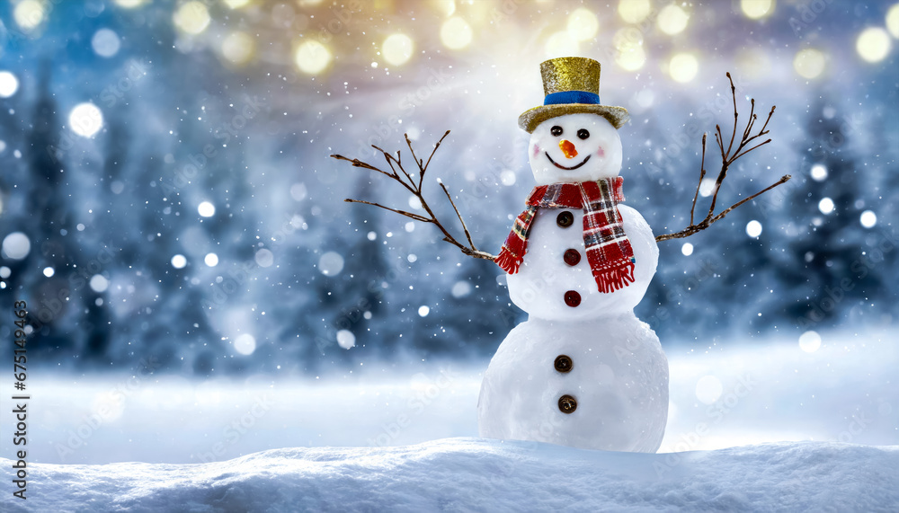 Schneemann im Schnee, textfeiraum, Generated image Schneemann im Schnee, textfeiraum, Generated image