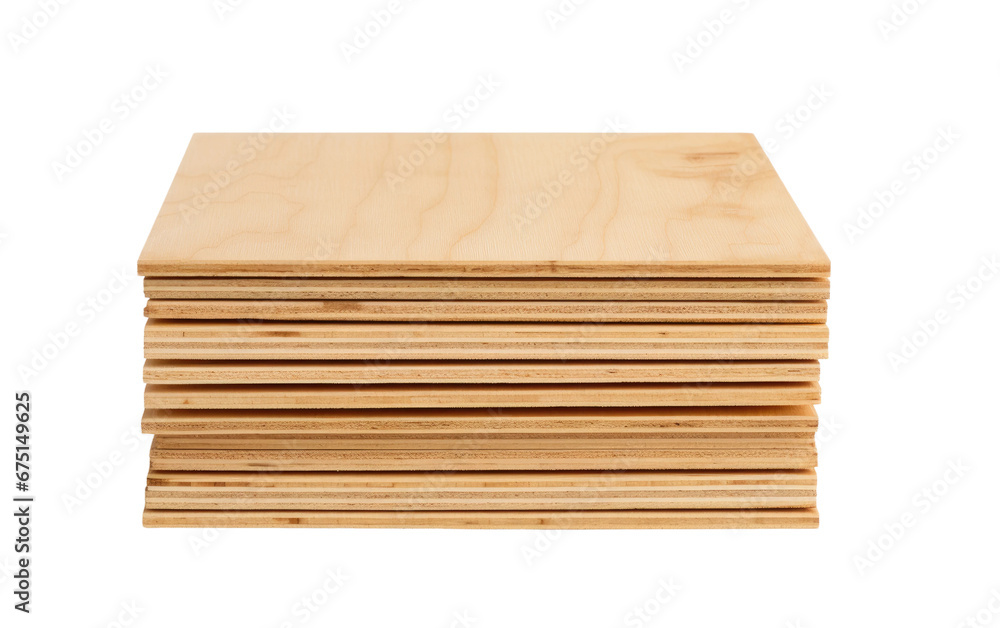 Arrangement of Plywood Sheets on Isolated Background