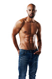 Shirtless portrait, strong torso and man with fitness, workout performance or exercise results from muscle building. Strength, aesthetic body and male model isolated on a transparent, png background