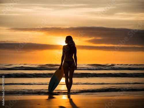 A beautiful sunset with an attractive girl