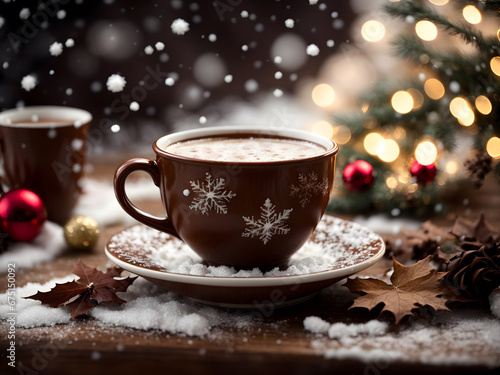 A cup of coffee with Christmas theme