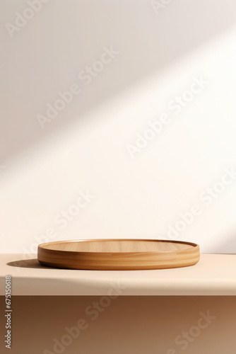 Scene stage decoration for promotion sale or advertising of beauty and spa products and cosmetics. 3d empty minimalistic wooden product display podium