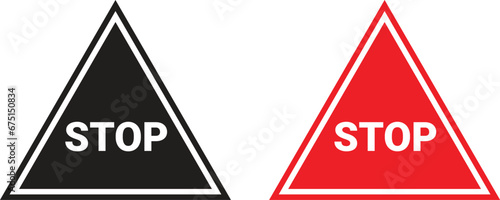 Triangle vector stop icon red and black variation  