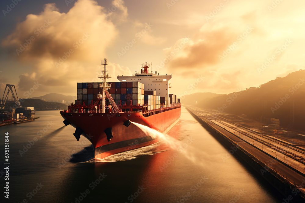 Photo & Art Print a colossal container ship navigating through the ...