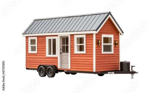 Compact House on Wheels on Isolated Background