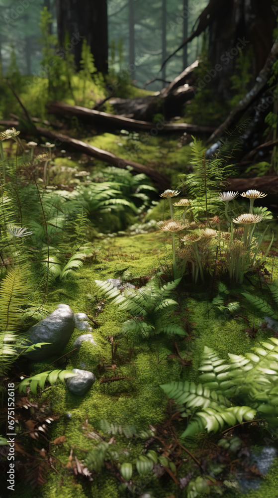 Fototapeta premium Verdant Vitality: A Close-Up of the Mossy Forest Floor