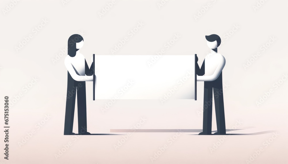 Partnership and Unity Concept with Blank Banner Flat Design Artwork Partnership and Unity Concept with Blank Banner Flat Design Artwork