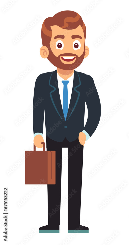 Man in suit and briefcase. Corporate worker cartoon character Man in suit and briefcase. Corporate worker cartoon character