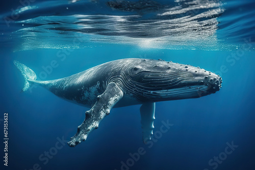 Oceanic Ballet: Humpback Whales Swimming Underwater