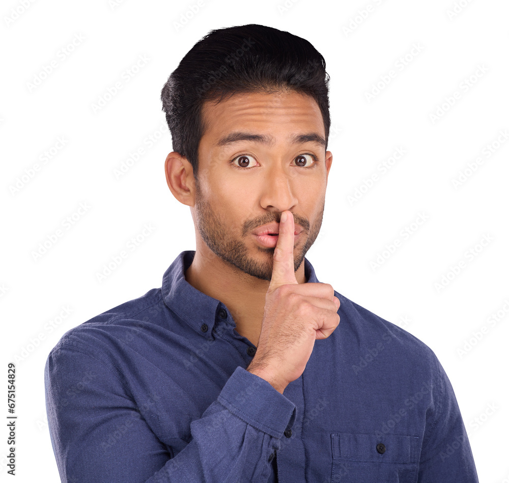 Secret, portrait and man with finger on lips for privacy on isolated, transparent or png background. Whisper, emoji and face of Japanese model with gossip, drama or news, dont tell or confidential Secret, portrait and man with finger on lips for privacy on isolated, transparent or png background. Whisper, emoji and face of Japanese model with gossip, drama or news, dont tell or confidential
