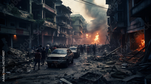 a disarmed city and people who survived a military attack photo