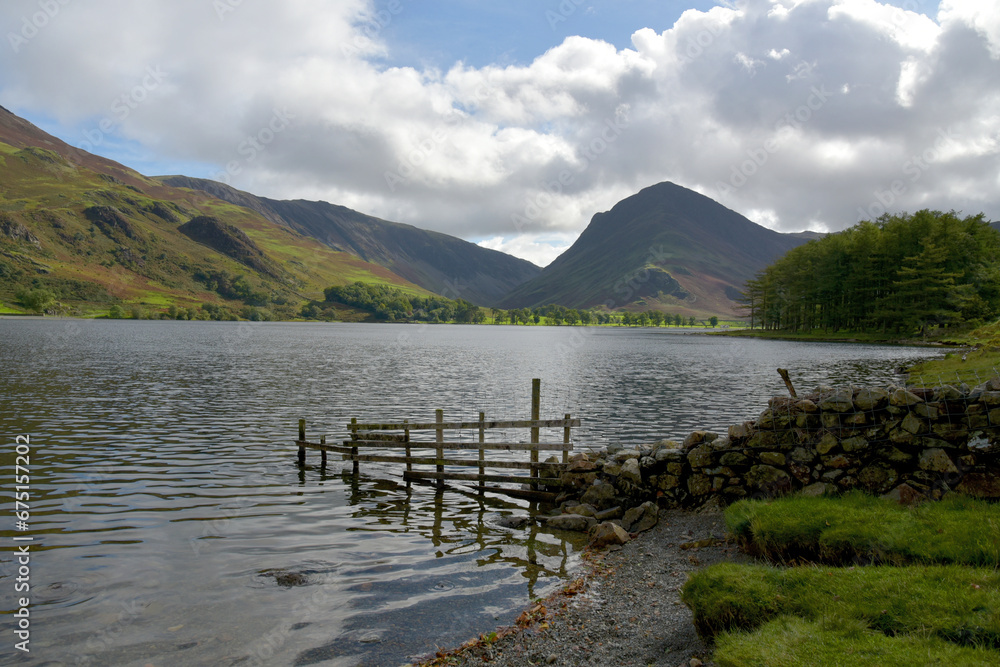 Fleetwith Pike above the shores of the lake at Buttermere in the Lake District