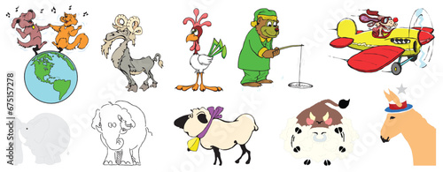 Drawing and Cliparts of miscellaneous animals creative clipart and cartoons etc - compendium vector illustrations editable best art design for multipurpose use in high definition format