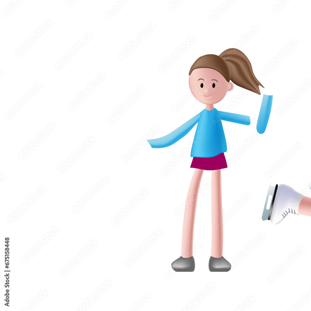 Merry Christmas and Happy New Year greeting card. Realistic 3d design of figure skater girl. Vector illustration Merry Christmas and Happy New Year greeting card. Realistic 3d design of figure skater girl. Vector illustration
