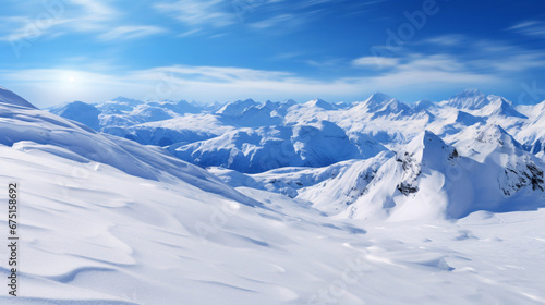 雪山の背景、雪が積もった高い山の風景 © tota