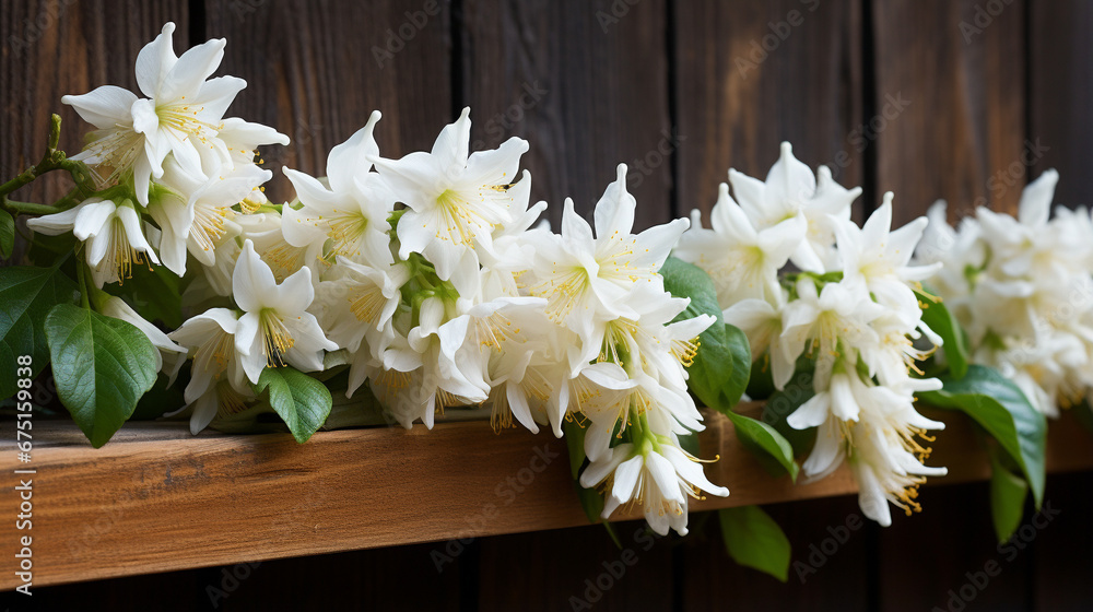 white flowers on wooden background HD 8K wallpaper Stock Photographic Image 