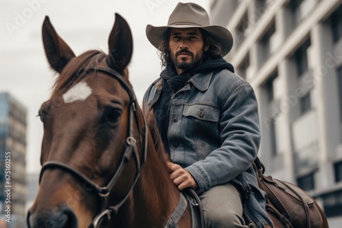 "Western Serenity: Cowboy Riding the Plains"